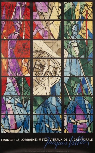 null VILLON Jacques.法国/ La-Lorraine/ Metz：Jaques VILLON大教堂的彩色玻璃窗，1957年，3张平版印刷海报。Henri...