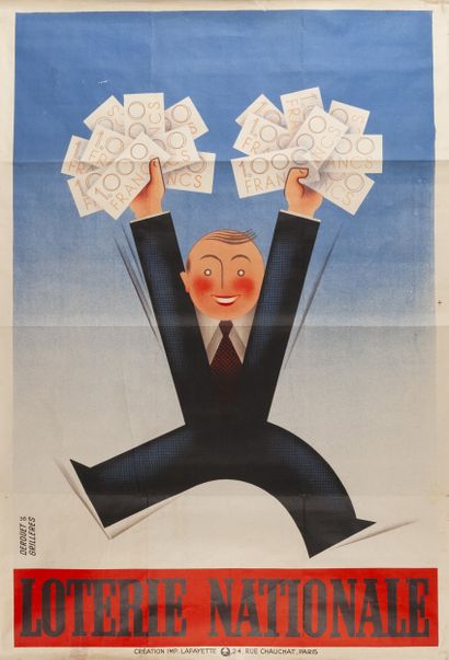null DEROUET Edgard GRILLERES Georges. Loterie Nationale. 1936. Affiche lithographique....