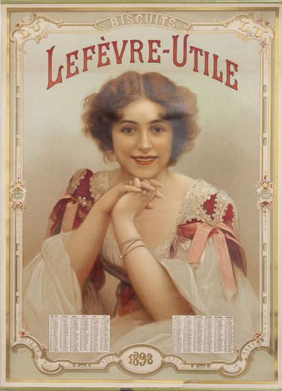 null LEFEVRE-USEFUL NANTES. Hanging calendar sign for the year 1898. Chromolithography...