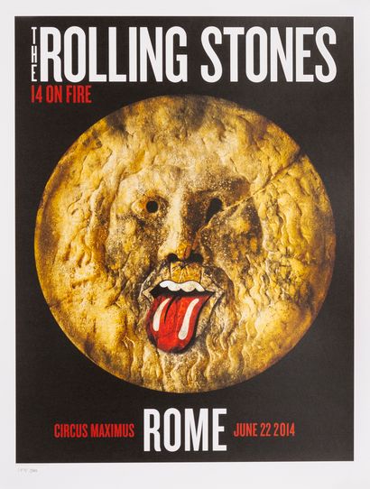 null Affiche originale de la Tournée des Rolling Stones. 14 on Fire. Rome 22 Juin...