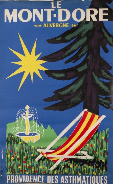 null AURIAC Jacques.Le Mont-Dore.奥弗涅：哮喘病人的普罗维登斯。1960.平版印刷海报。Sté Expl. de La Vasselais...