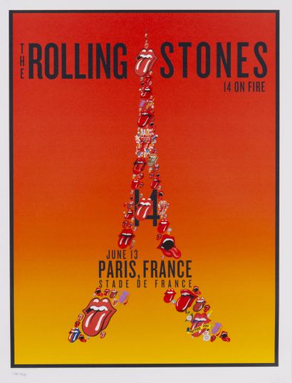 null Affiche originale de la Tournée des Rolling Stones. 14 on Fire. Paris 13 Juin...