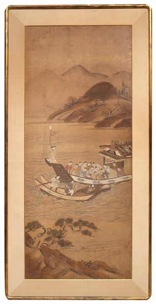 JAPON - Epoque EDO (1603 - 1868), XVIIIe siècle Encre polychrome sur papier, seize...