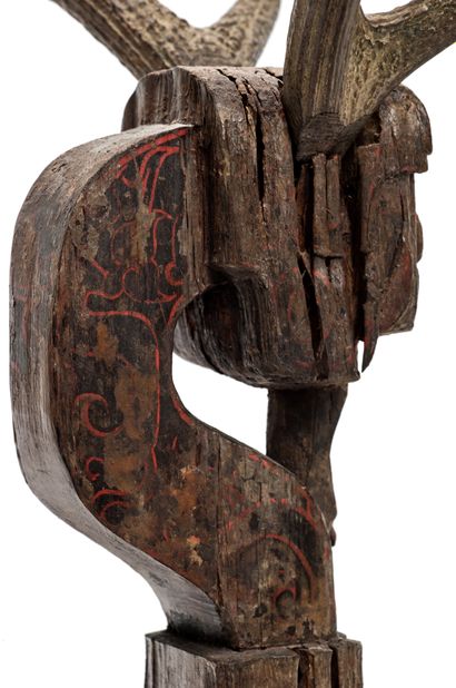 CHINE, royaume de chu - Royaumes Combattants (480 -221 av. JC.) Wooden grave keeper...