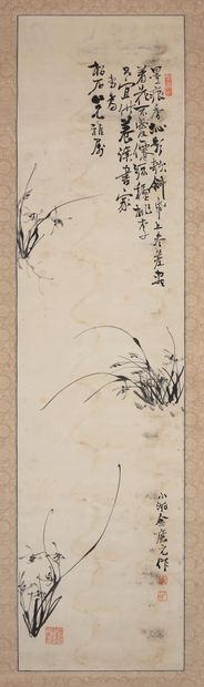 COREE - XIXE SIÈCLE Ink on paper, orchids and poem. (Stains and traces of humidity)
Dim....
