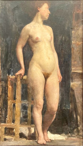 ECOLE FRANCAISE, début XXe 
Académie
Huile sur toile
81 x 46 cm
(restaurations et...