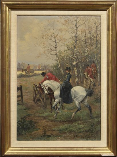 École FRANÇAISE, XIXeme siècle Hunting at Court
Pair of oil on canvas signed H. Elliot
47...