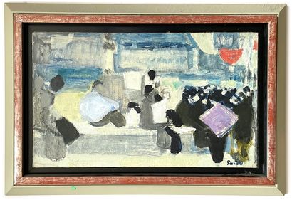 ALEXANDRE SASCHA GARBELL (1903-1970) 
Le port animé
Huile sur toile signée en bas...
