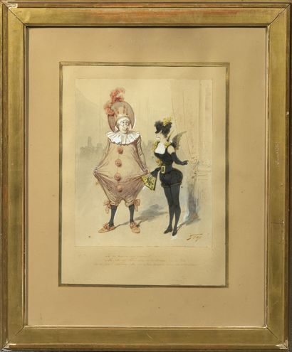 Louis Pierre Gabriel MOREL-RETZ dit STOP (1825-1899) 
Opéra comique
Watercolour gouache...