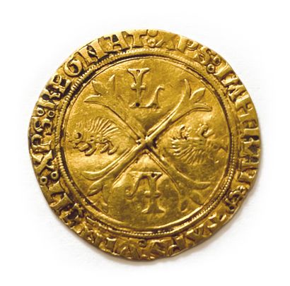null # French Coins
Louis XII (1498-1514)
Gold Ecu with pig - epic. Bayonne.
D.655
VG...