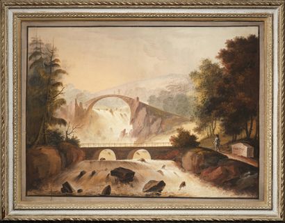 ÉCOLE FRANCAISE, début du XIXème siècle 


River landscape with a castle

Landscape...