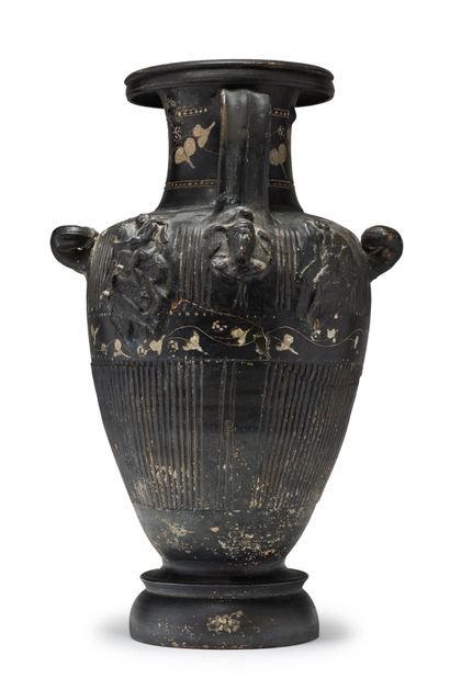 null 
Rare hydria with applied decoration in relief known as "plakettenvasen".



The...