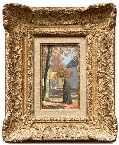 Georges BINET (1865-1949) 


Elegant in Autumn



Oil on panel signed lower left



22...