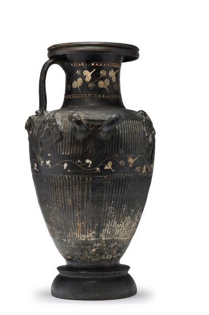 null 
Rare hydria with applied decoration in relief known as "plakettenvasen".



The...