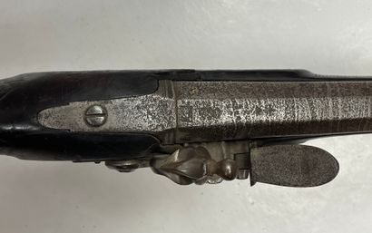 null Flintlock shotgun
Round barrel with thunderbolt, damascus, stamped. Lock with...