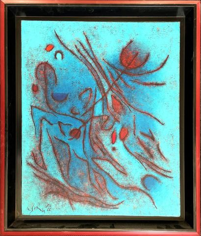 Gustave SINGIER (1909-1984) 
Baigneuse à la fleur, 1966
Huile sur toile signée et...