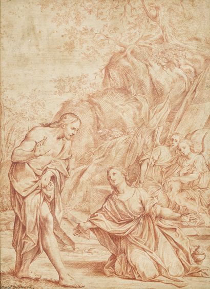 Attribué à Daniel PRINSTER 
Christ Appearing to Mary Madelaine at the Tomb

Sanguine...