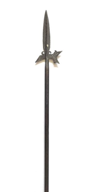 Halberd with long estoc point with median...