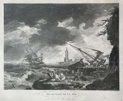 Joseph VERNET d'après 
Les dangers de la mer
Gravure
50 x 69 cm (à vue)