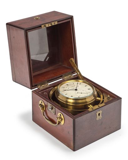 Henri MOTEL (1786-1859) Marine chronometer No. 262, silvered brass dial, Roman numerals,...