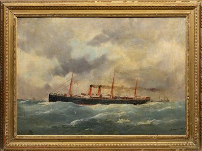 Edouard ADAM (1847-1929) 
混合蒸汽
布面油画，右下角有签名，日期为1902年
41 x 59 cm（修复版）。
