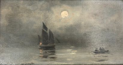 Robert Charles G. MOLS (1848-1903) attribué à 
Bateau au crépuscule, 1888
Huile sur...