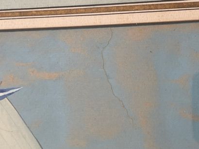 DE SIMONE (XIXe-XXe) 
阿尔伯特王子的皇家游艇，意大利(那不勒斯)
水彩水粉画，右下角有签名
40 x 56 cm(观感)(折痕)