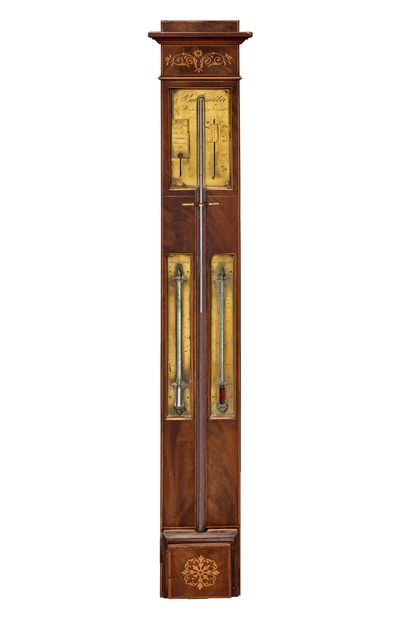 null Barometer with mercury column, with two alcohol and mercury thermometers
Signed...