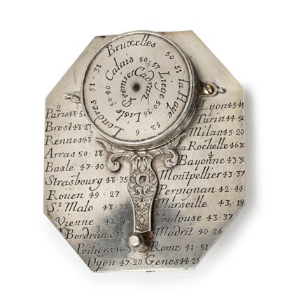 Michael Butterfield (1635-1724) 
Cadran solaire de poche en argent, platine octogonale...
