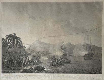 null Mort du Capitaine Cook
Gravure en noir (taches)
45 x 63 cm (à vue)