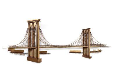 Curtis JERE (191-2013) 
The Brooklyn bridge
Metal rod sculpture of the Brooklyn Bridge
Signed...