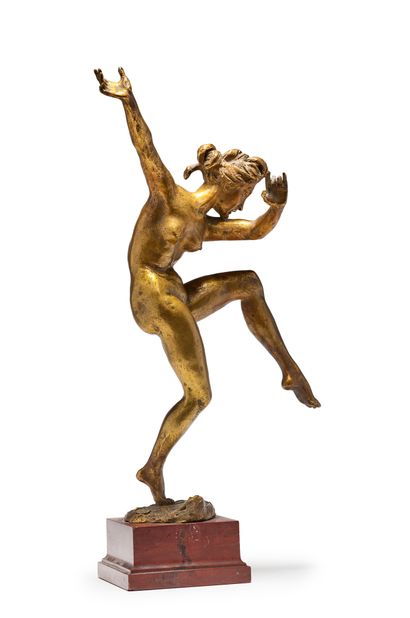 Francesco LA MONACA (1882-1937) 
Sculpture en bronze à patine dorée figurant une...