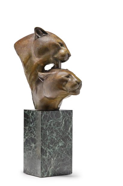 Irénée ROCHARD (1906-1984) 
Sculpture en bronze à patine verte nuancée brun figurant...