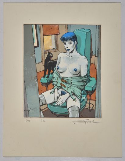 BILAL - Serigraphy : Numbered print (/250) and signed representing the heroine of...