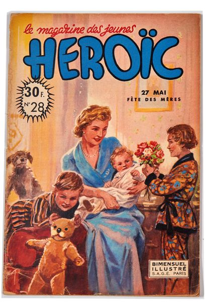 HEROIC - Cover drawing : Superb original drawing in colors used as cover for the...