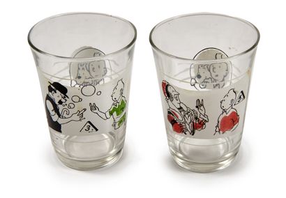 null Tintin - Ensemble de 2 verres anciens : Verres AD n° 3 (Dupondt) et 5 (Castafiore)....