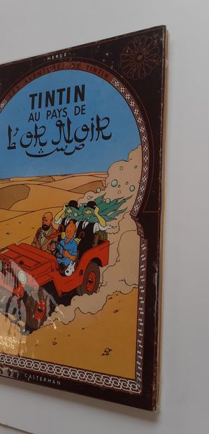 Hergé - dédicace : Tintin au pays de l'or noir (B22, 1957) agrémentée d'une ancienne...