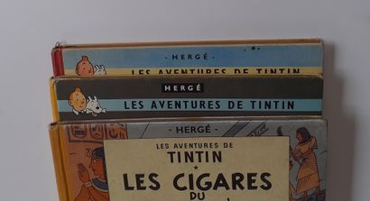 null Tintin - Ensemble de 3 albums: Cigares du pharaon (EO Française, noms à l'intérieur),...