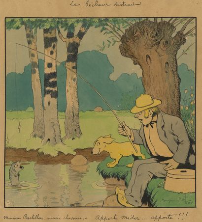 Benjamin RABIER (1864-1939) The distracted fisherman
Gouache on paper.
Signed lower...