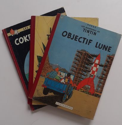 null Tintin - Set of 3 albums: Coke in stock, Affaire Tournesol, Objectif Lune. French...