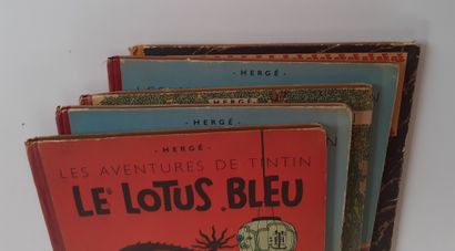 null Tintin - Set of 5 albums : Lotus (B3, 1946, NOT REPRISED IN BDM), Crab with...