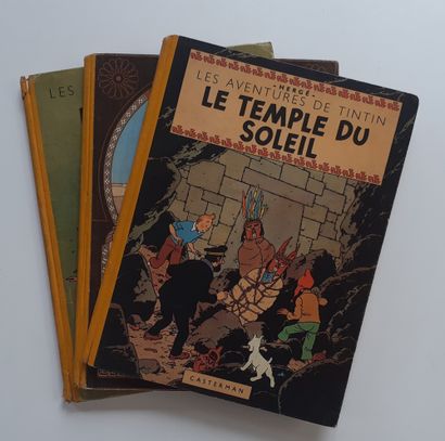 null Tintin - Set of 3 albums : Temple of the sun, black gold, 7 crystal balls. Original...