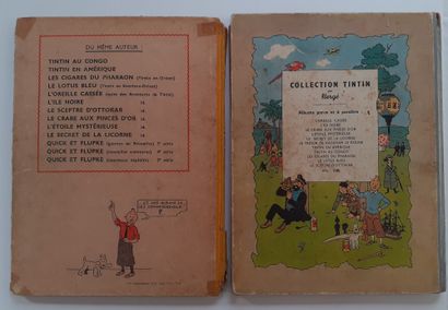 null Tintin - Set of 2 albums : The broken ear (A23, yellow back, average condition)...