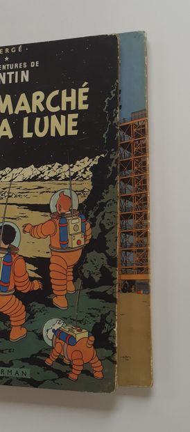 null Tintin - Set of 2 albums : Objectif Lune and On a marché sur la lune. Original...