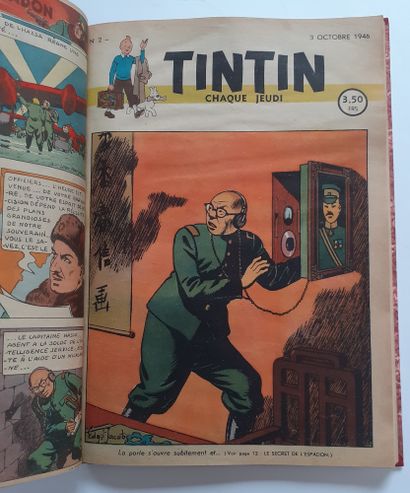 null Tintin fascicules 1946 : Reliure amateur reprenant l'ensemble des 14 fascicules...