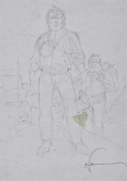 HERMANN - Original pencil sketch: Bernard Prince, project for silkscreen/Offset (15...