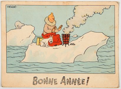Tintin Snow Card : Tintin and Snowy on an...