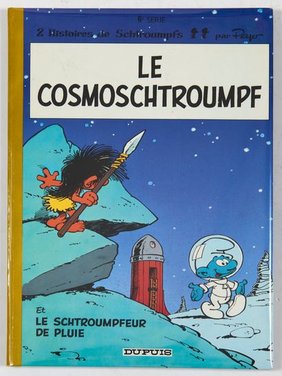 Peyo - dédicace : Le Cosmoschtroumpf, édition originale agrémentée d'un dessin représentant...