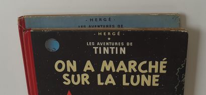 null Tintin - Set of 2 albums : Objectif Lune and On a marché sur la lune. Original...