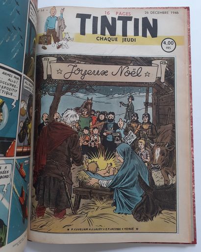 null Tintin fascicules 1946 : Reliure amateur reprenant l'ensemble des 14 fascicules...